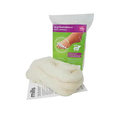 Овечья шерсть Mills 100 г — для профилактики и лечения бородавок между пальцами ног