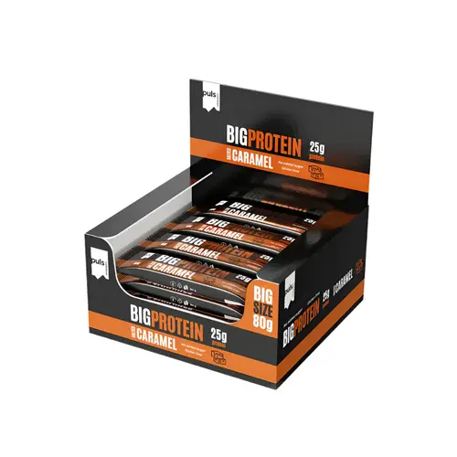 Puls Nutrition BIG PROTEIN Salted Caramel - Протеиновый батончик Salted Caramel 12 шт. x 80 г Оптовая упаковка