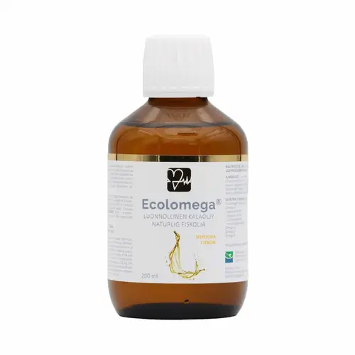 Рыбий жир Ecolomega Жидкий - Лимонный вкус - 200 мл