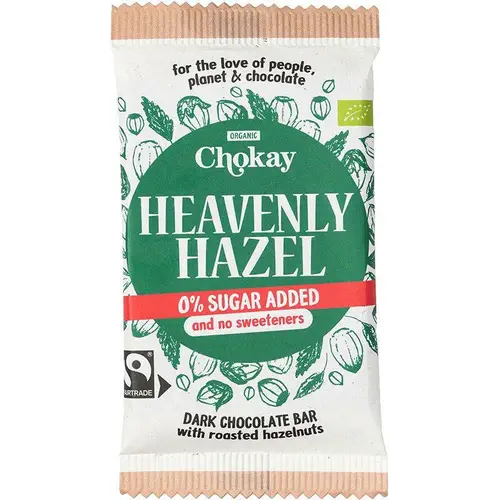 Шоколадный батончик Chokay Heavenly Hazel - темный шоколад с фундуком и без сахара 70 г