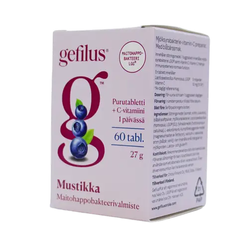 Жевательные таблетки с молочнокислыми бактериями Gefilus - Черника 60 таблеток - Дата 03/2026