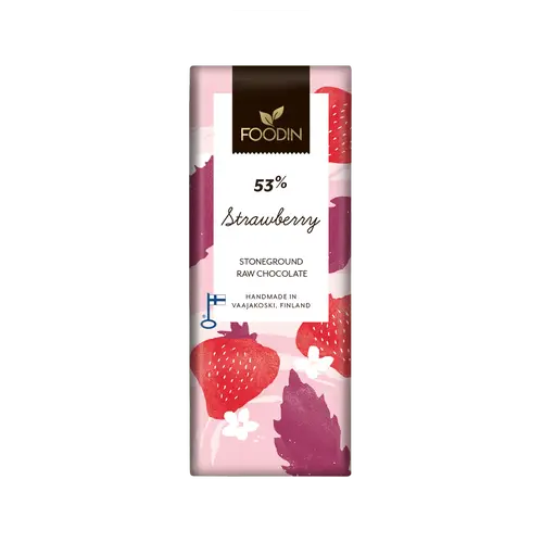 Клубничный сырой шоколад Foodin 53% 40 г