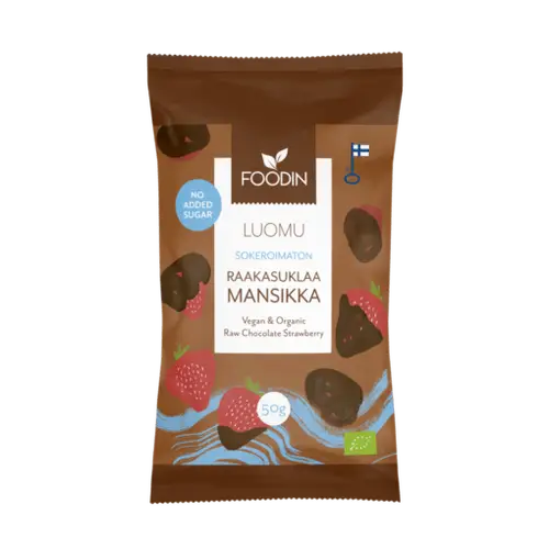 Foodin Несладкий сыроедческий шоколад со вкусом клубники 50 г