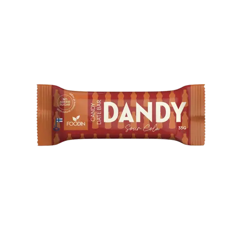 Foodin Dandy Candy Date Bar Sour Kola - Конфетный финиковый батончик Tart Kola 35 г - Дата 03/2026