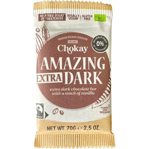 Шоколадный батончик Chokay Amazing Extra Dark - темный шоколад 65% без сахара 70 г