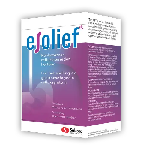 Esolief - Раствор от изжоги со вкусом винограда 20 x 10 мл