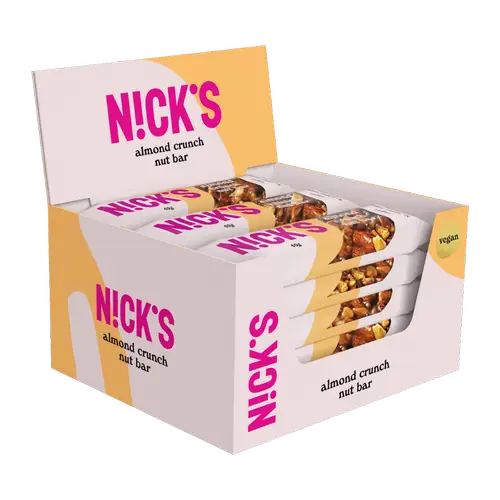 Ореховый батончик Nick's с миндалем и хрустом — ореховый батончик 12 x 40 г Оптовая упаковка — лот