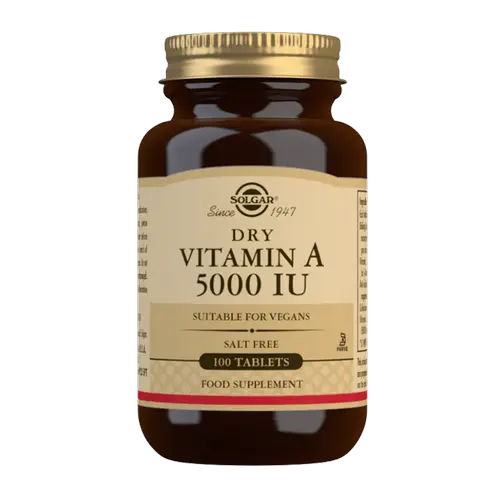 Solgar Dry Vitamin A 5000 МЕ - Витамин А 100 табл.