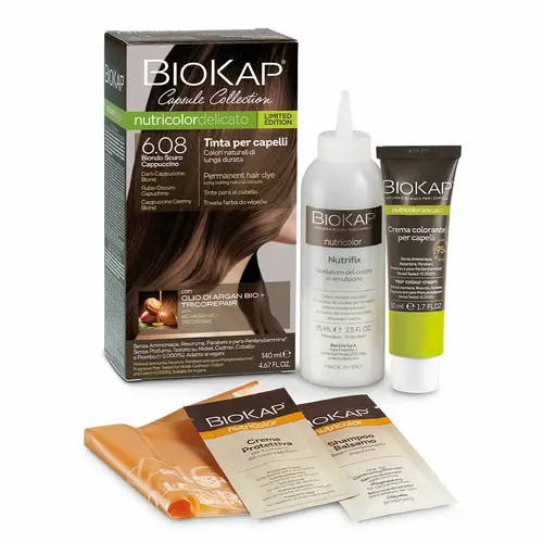 Biokap Nutricolor Delicato - Краска для волос 6.08 Темный Капучино Блонд 140 мл - исчезает